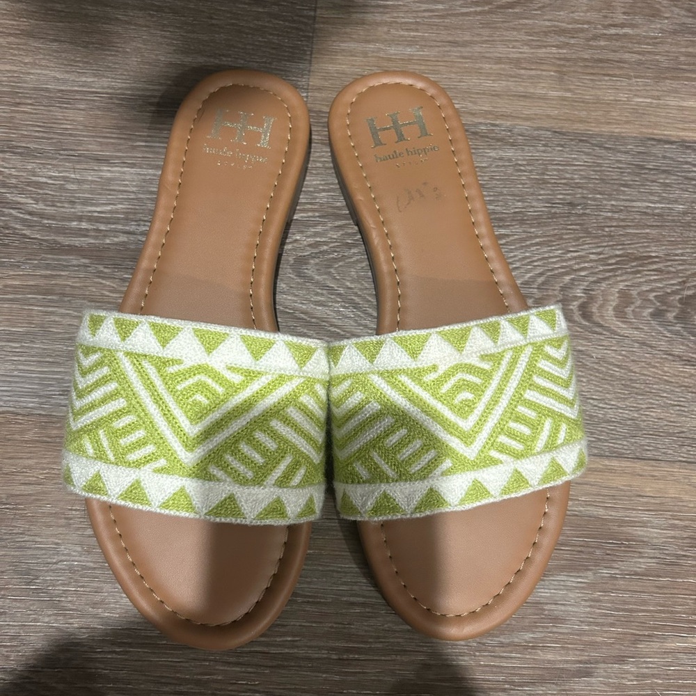 Green and White Women's Sandals